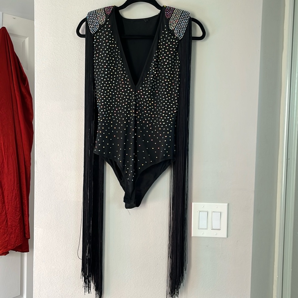 Women’s black beaded bodysuit size XS